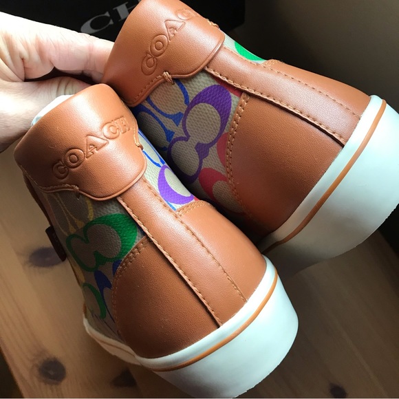 🌈 Coach Citysole High Top Platform Sneaker In Rainbow Signature Canvas - Picture 9 of 11
